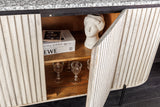 Sideboard ADLON 170cm Marmorplatte weiß Mangoholz grau