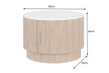 Couchtisch TRES CHIC Ø 60cm rund Mangoholz natur mit weißer Marmorplatte