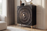 Highboard GOLDEN SUNSET 120cm 3D Mangoholz schwarz gold