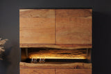 Highboard GRAND ACACIA 120cm Akazienholz Naturkante m. fernbedienbarer LED-Beleuchtung