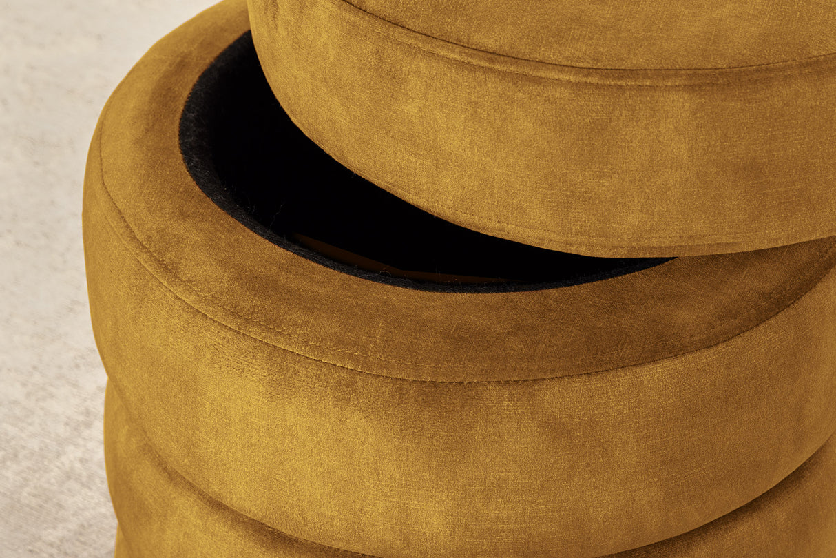Hocker VOQUE 50cm Samt senfgelb mit Stauraum