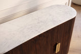 Sideboard GATSBY 140cm mango wood brown marble top white