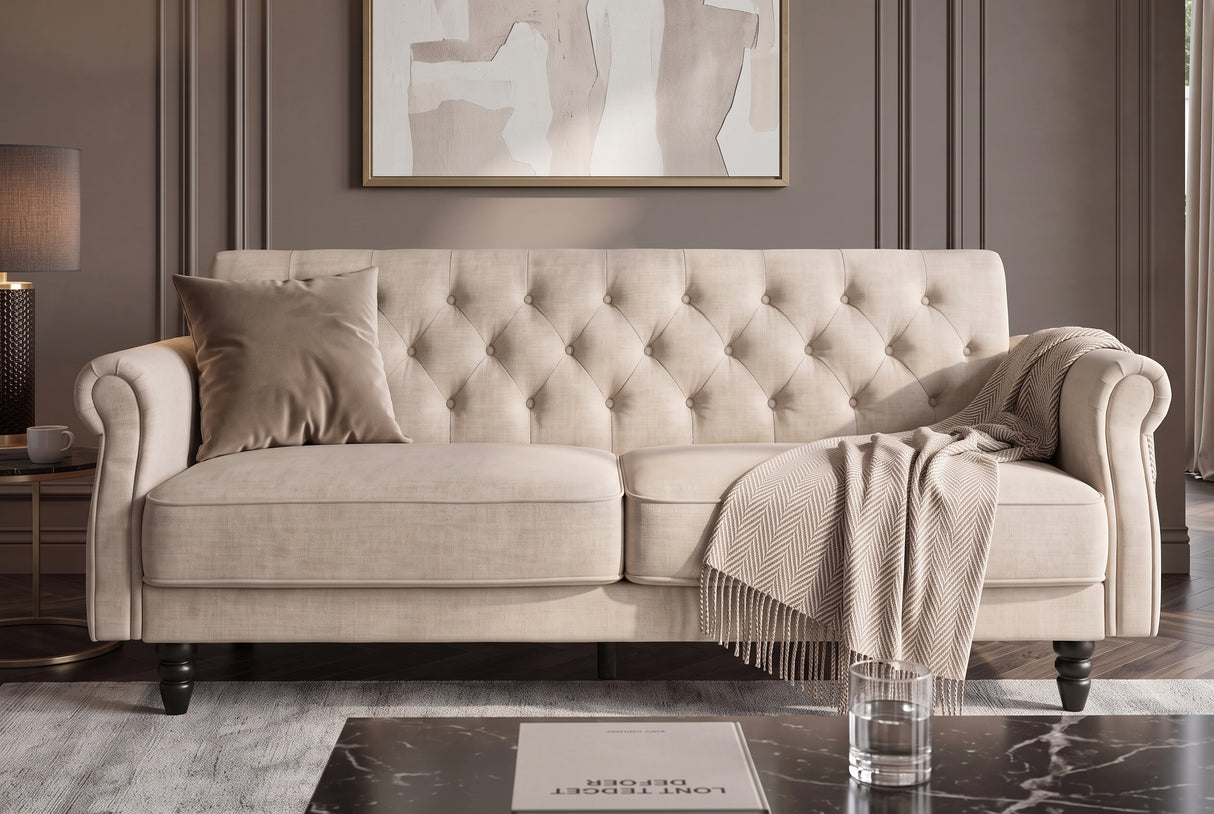 Schlafsofa MAISON BELLE AFFAIRE 220cm Samt Vogue Champagner Beige