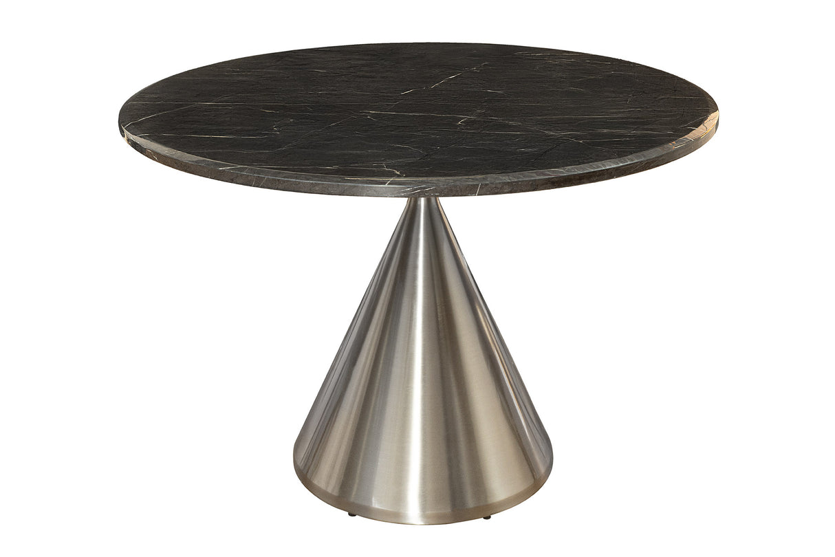 Esstisch ELEGANCIA 130cm rund Gestell Chrom schwarz Marmoroptik