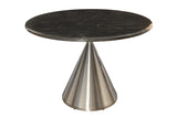 Esstisch ELEGANCIA 130cm rund Gestell Chrom schwarz Marmoroptik