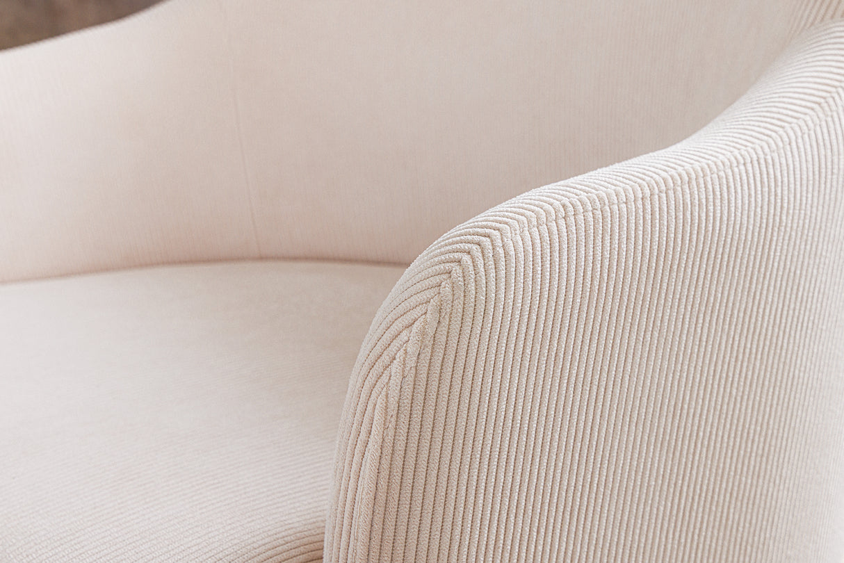 Stuhl EXTRAVAGANCIA beige Cord mit Armlehnen und champagnergoldenem Gestell