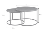 Coffee table ELEGANCE 75cm set of 2 ceramic grey