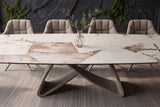 Dining table INFINITY 180-220-260cm boat-shaped extendable italian patagonia ceramic white brown