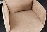 Swivel chair BIG GEORGE w/ armrests flat woven fabric velvet champagne beige rotatable