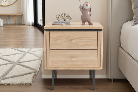 Bedside table ATELIER 55cm natural oak wood look w/ black legs