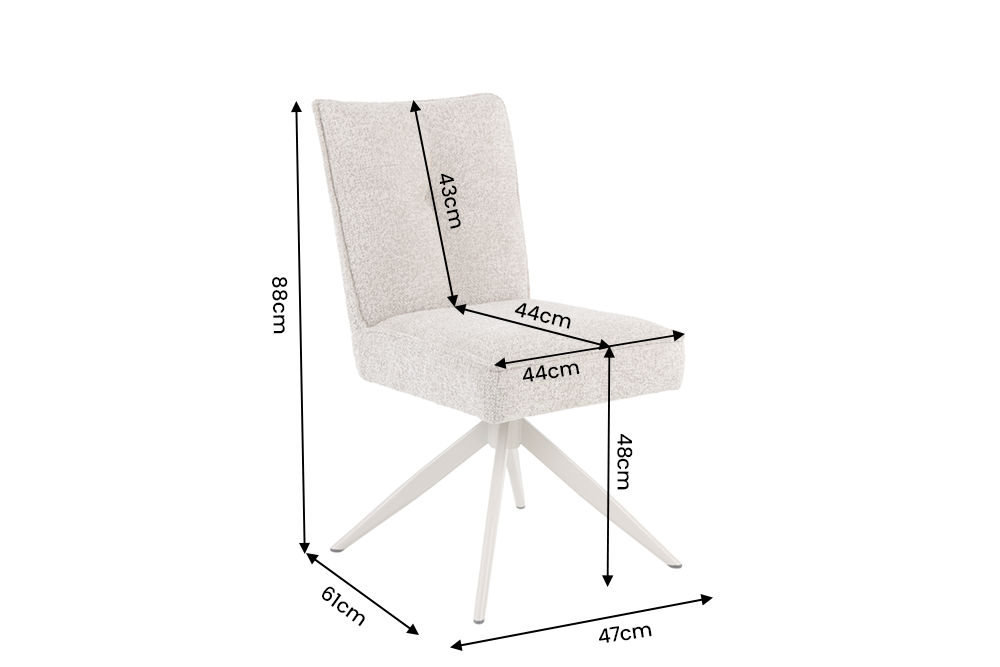 Swivel chair LUGANO 360° auto-return spring core chenille tweed beige