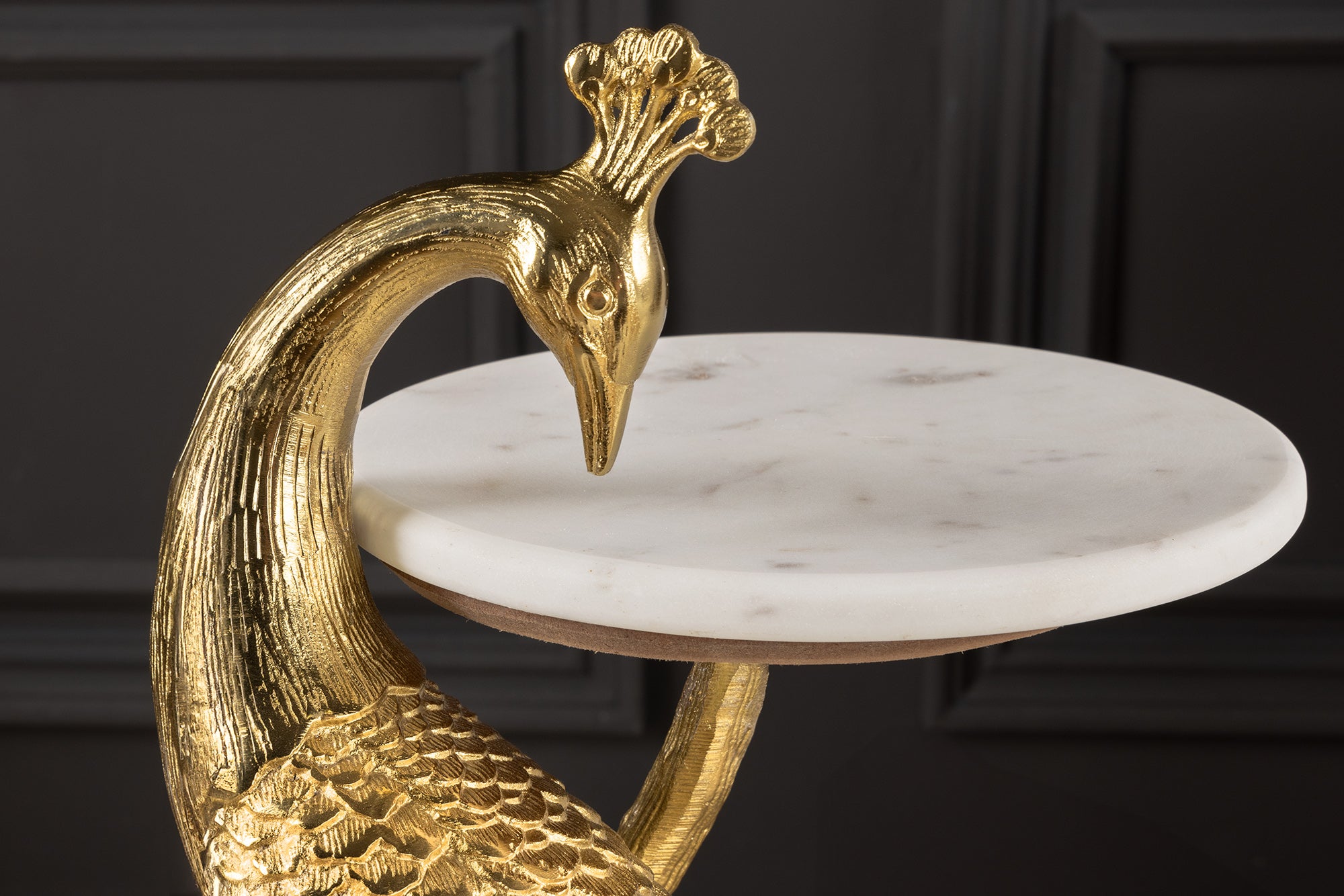 Masă laterală WILDLIFE PEACOCK 75cm aurie [12]