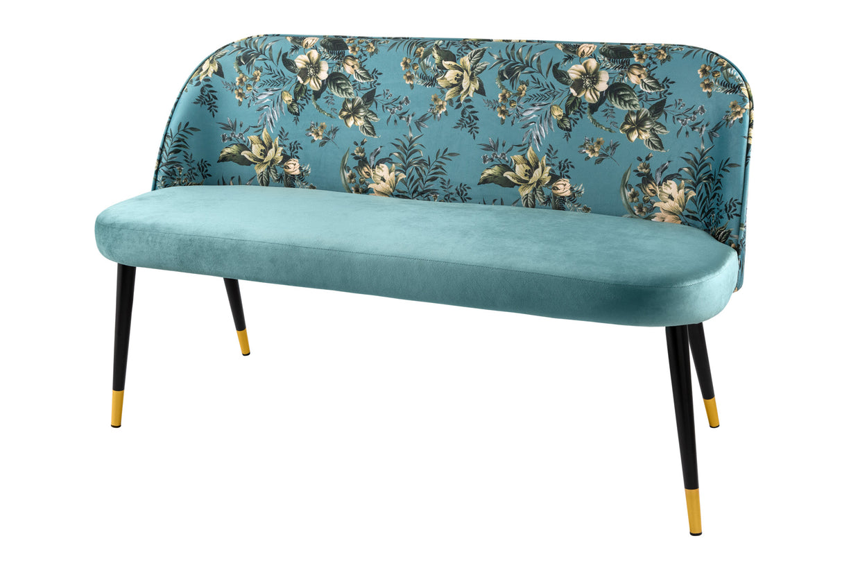 Bench PRÊT-À-PORTER BOUTIQUE 130cm velvet turquoise w/ golden foot caps