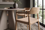 Chair KENNEDY wicker seat w/ armrests recyled pine wood natural