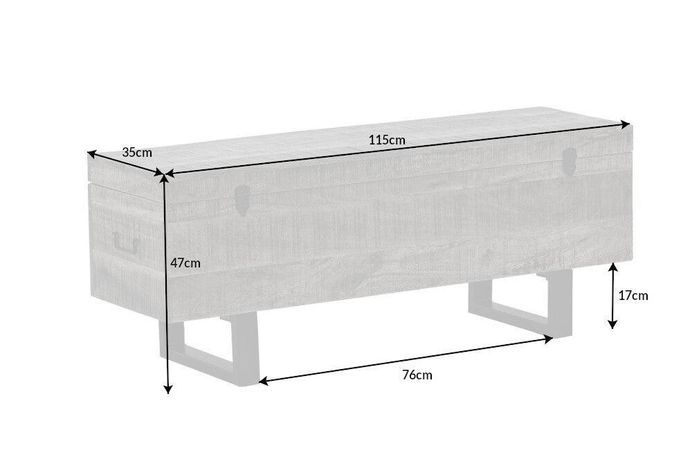 Banc casier FACTORY LOFT 115cm bois d'acacia gris