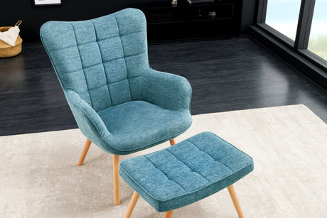 Armchair SCANDINAVIA with armrests textured fabric blue