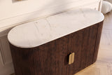 Sideboard GATSBY 120cm mango wood brown marble top white