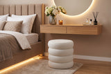Stool VOGUE 40cm round upholstered w/ storage space bouclè white