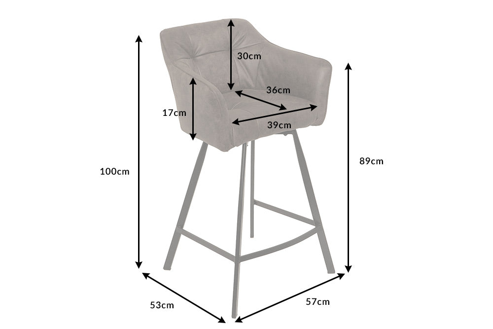 Bar chair LOFT with armrests microfibre taupe grey