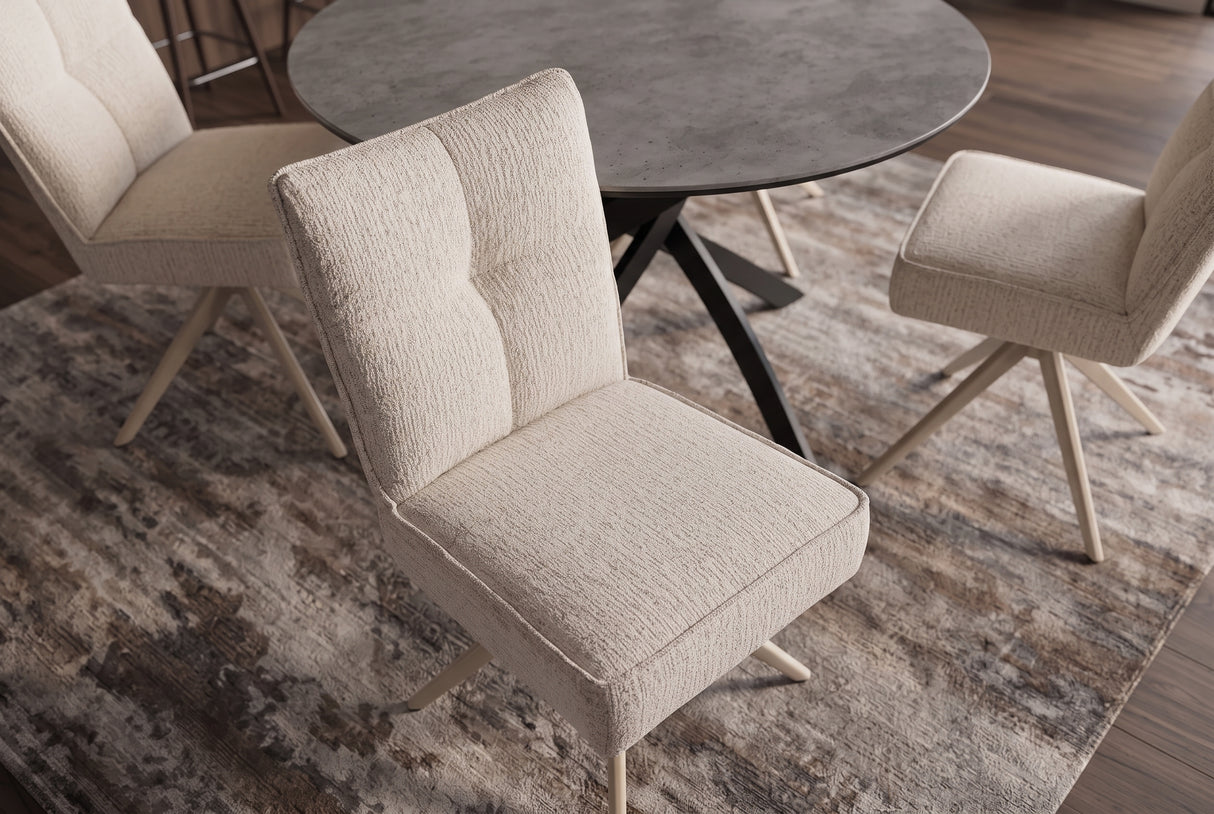 Swivel chair LUGANO 360° auto-return spring core chenille tweed beige