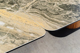 Esstisch ELEMENTS 180-260cm ausziehbar Gestell Walnuss natur mit Keramik taupe beige Marmorplatte