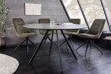 Esstisch ATELIER 100cm rund, graue Steinoptik mit schwarzen Metallbeinen
