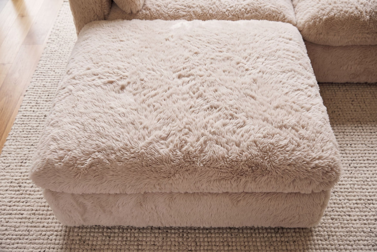 Hocker YETI 100cm abnehmbarer Bezug champagner-beige