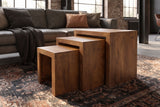 Beistelltisch MAKASSAR 25-45 cm 3er-Set Mangoholz honigfarben lasiert