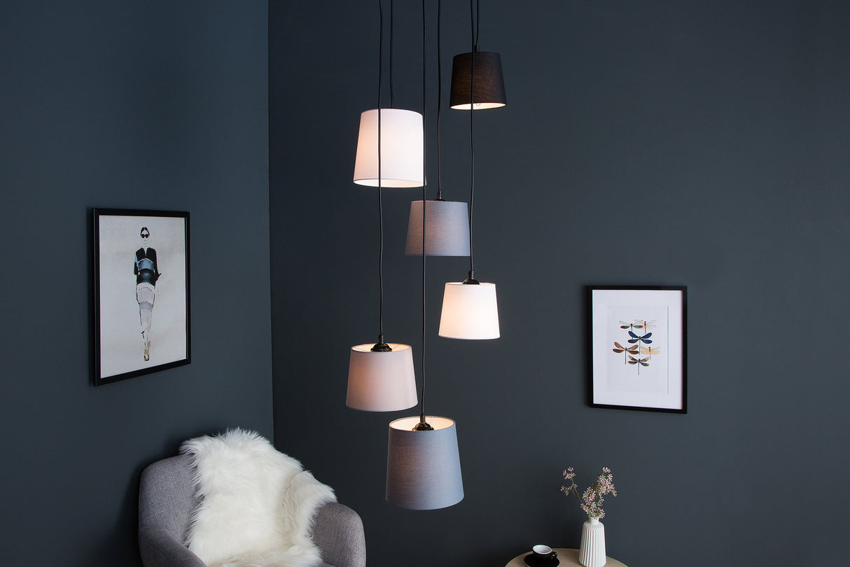 Pendant lamp LEVELS 6 hanging linen shades black grey