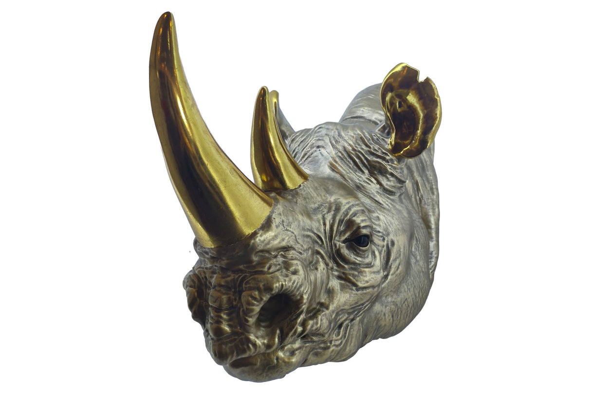 Wall decoration RHINO 60cm handmade gold
