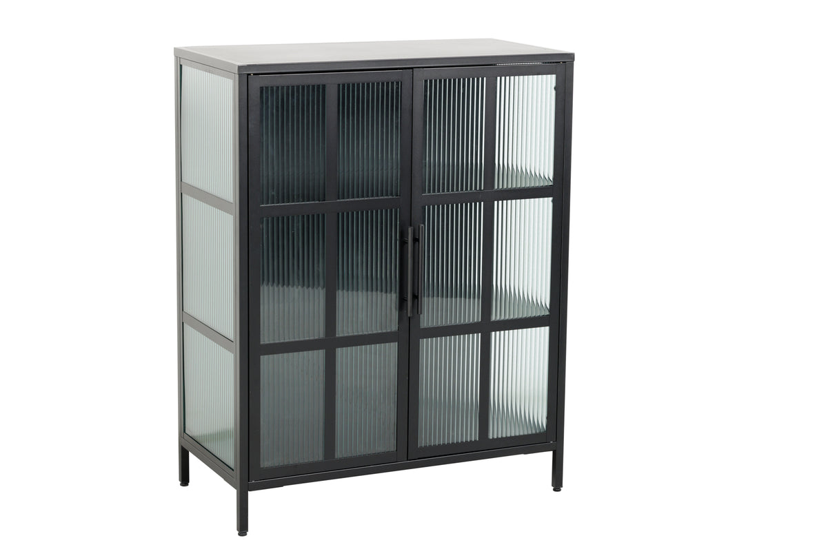 Vitrine DURA STEEL 102cm Riffelglas schwarz