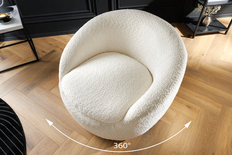 Sessel BABYLON 360° drehbar Bouclé weiß