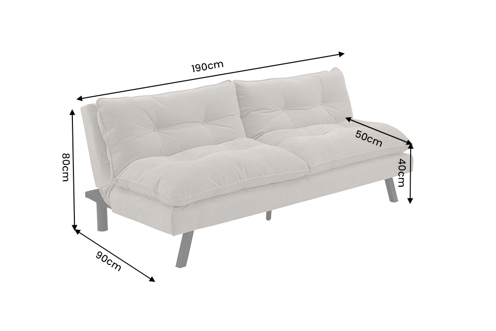 Schlafsofa COCOONING 190 cm 3-Sitzer Chenille beige