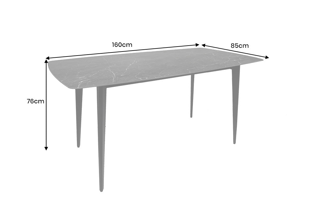Dining table MILANO 160cm ceramic anthracite marble