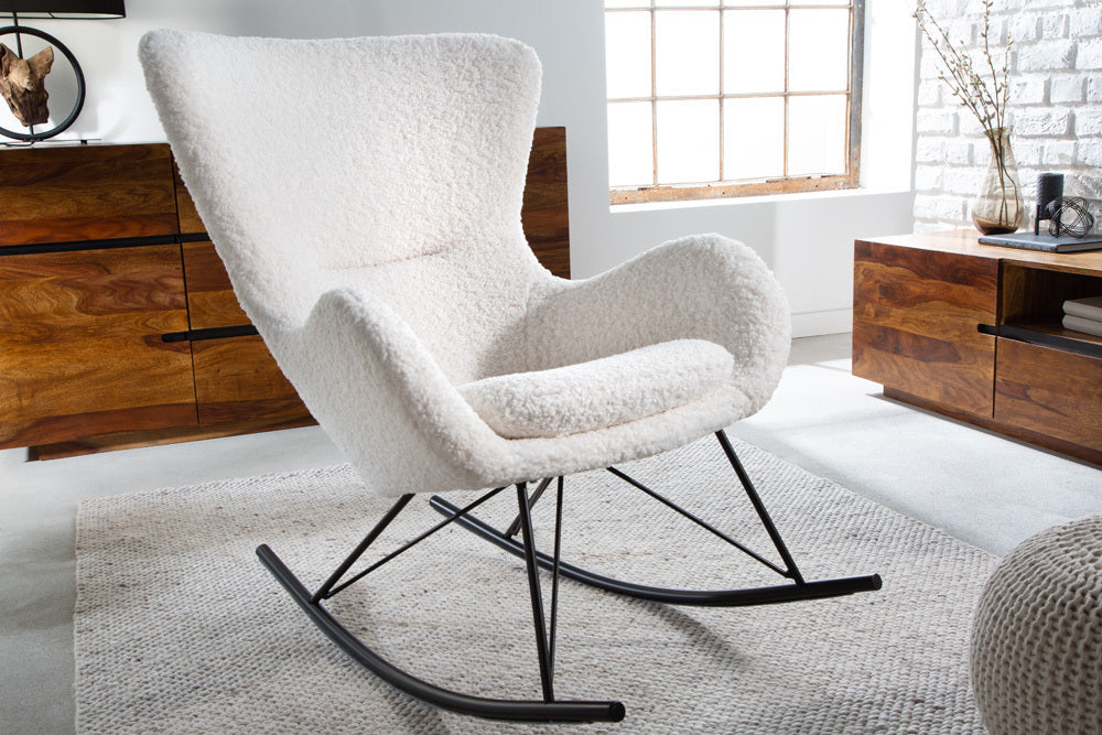 Rocking chair SCANDINAVIA SWING bouclé white