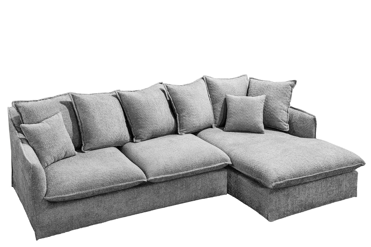 Corner sofa HEAVEN 255cm removable cover bouclé grey