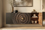 Sideboard GOLDEN SUNSET 180cm 3D hanging mango wood black
