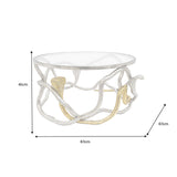 Coffee table COBRA 70 cm silver gold with glass plate