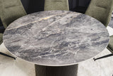 Dining table UNIQUE 120cm round dark frame ceramic grey marble top