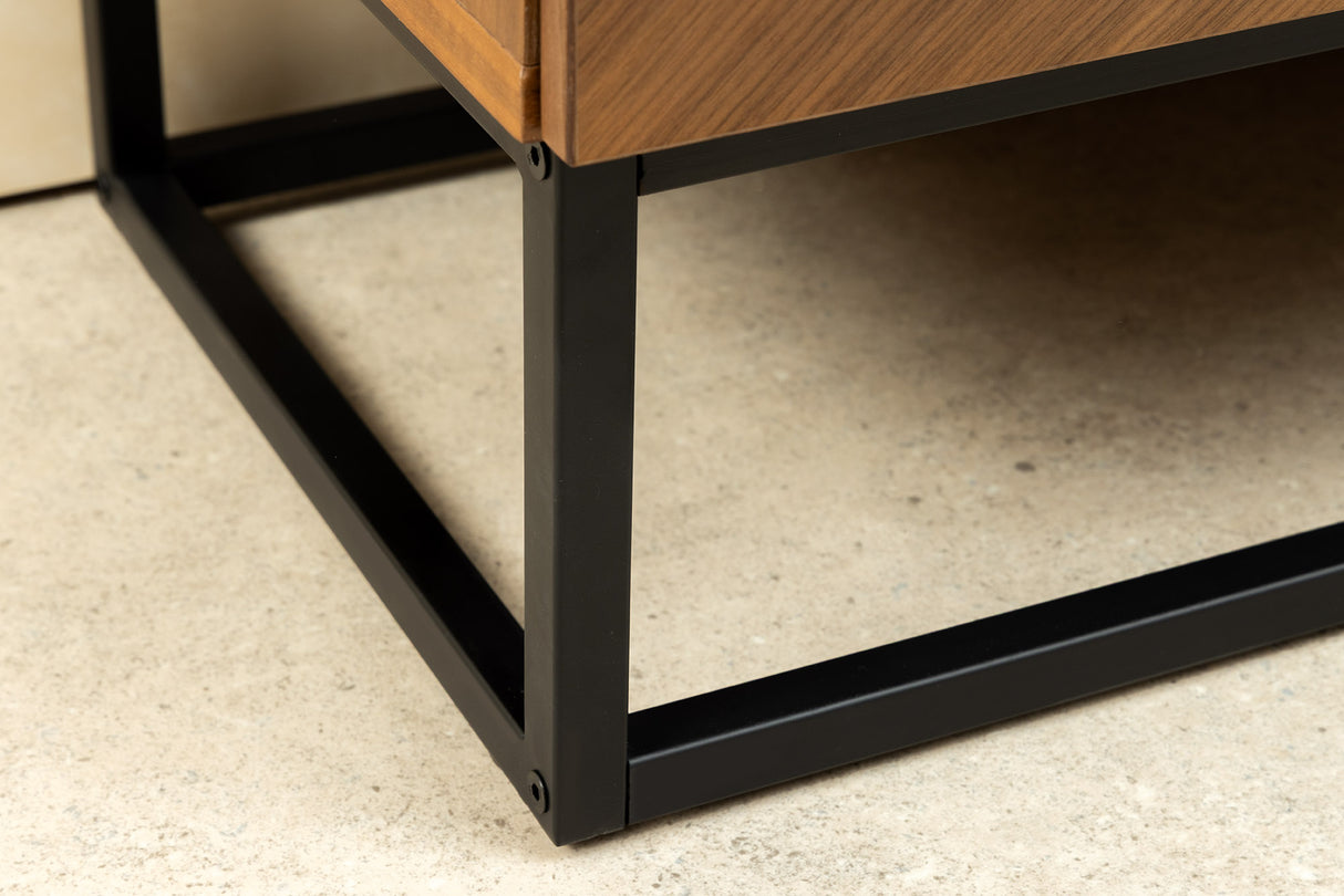 Sideboard GRANDEZZA 180cm walnut wood look w/ black metal frame