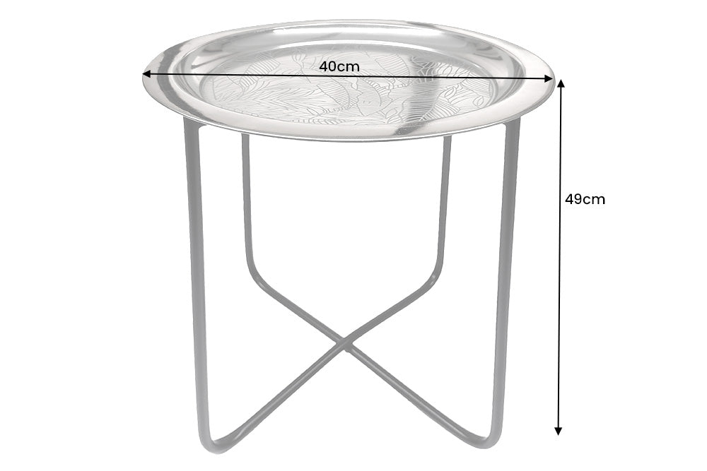 Masuta laterala CASABLANCA 50cm, tava detasabila,design cu lovitura de ciocan argintiu antic [10]