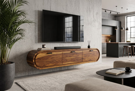 TV lowboard ORGANIC 160cm hanging sheesham wood brown