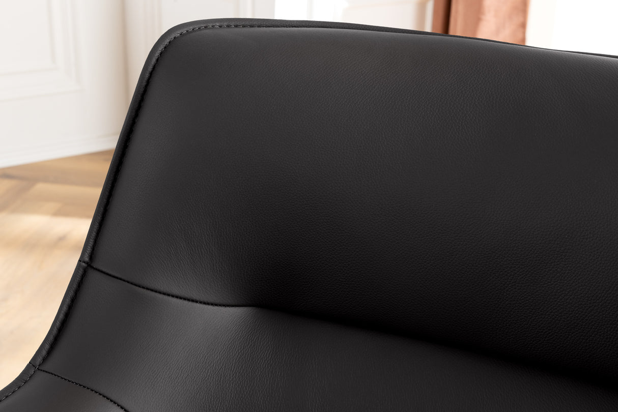 Swivel chair LE GRAND rotatable 180° w/ armrests textured cloth and leather black