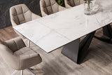 Dining table INFINITY 180-220-260cm extendable ceramic marble look white