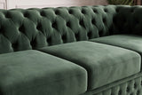 Sofa CHESTERFIELD 3-seater button tufted velvet emerald green w/ decorative stud trim