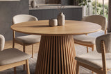 Dining table VALHALLA WOOD Ø 120cm round oak wood veneered natural