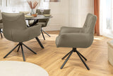 Swivel chair SIGNATURE 360° w/ armrests spring core leather taupe rotatable