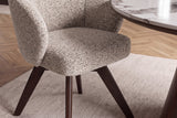 Swivel chair WALKÜRE 180° auto-return w/ armrests spring core textured fabric beige brown