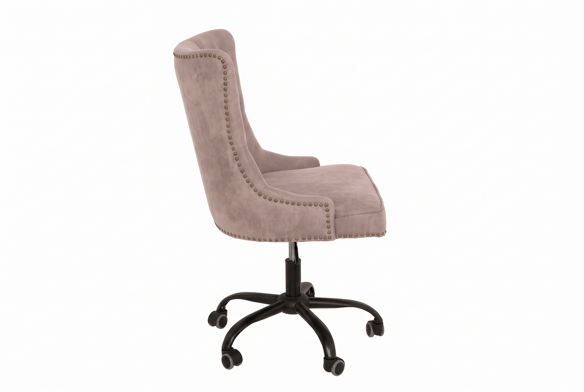 Bürostuhl VICTORIAN 49-57cm Mikrofaser Vintage Taupe im Chesterfield-Stil