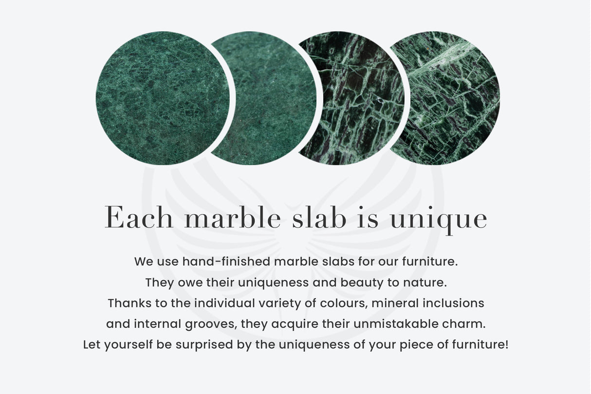 Side table ELEMENTS 40cm gold with removable marble plate green